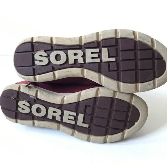 Sorel Explorer Joan Waterproof Boots Womens 8.5 Red Maroon Suede Faux Fur Snow - Picture 11 of 12